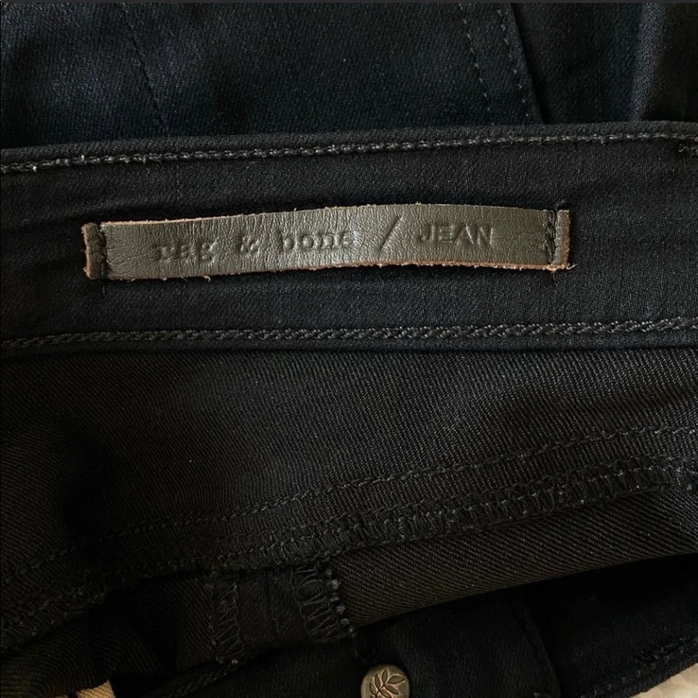 Rag & Bone Moto Style Leather Patch Dark Wash Skinny Jean